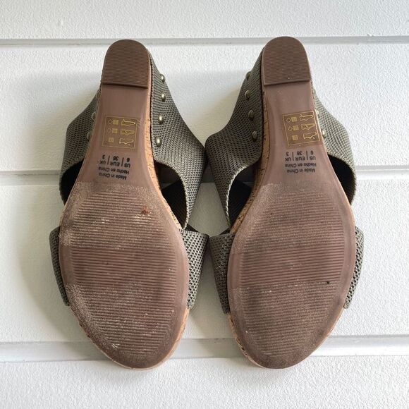 41 Hawthorn Women's Green Stretch Knit Mule Cork Wedge Joyce Sandals Size 6 - Picture 9 of 10